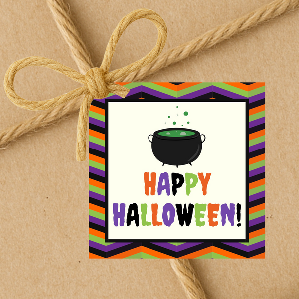 Witch Cauldron Happy Halloween | Halloween Gift Tags | Instant Download | 2.5x2.5
