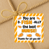 INSTANT DOWNLOAD You Are O-Fish-Ally The Best Nurse Square Gift Tags 2.5x2.5