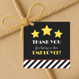 INSTANT DOWNLOAD Thank You For Being A Star Employee Square Gift Tags 2.5x2.5