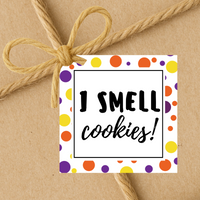 INSTANT DOWNLOAD I Smell Cookies Halloween Square Gift Tags 2.5x2.5