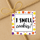 INSTANT DOWNLOAD I Smell Cookies Halloween Square Gift Tags 2.5x2.5