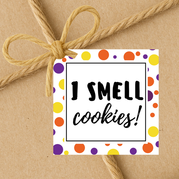 INSTANT DOWNLOAD I Smell Cookies Halloween Square Gift Tags 2.5x2.5