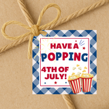 INSTANT DOWNLOAD Have A Popping 4th Of July Square Gift Tags 2.5x2.5