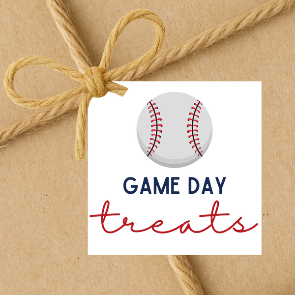 INSTANT DOWNLOAD Baseball Game Day Treats Square Gift Tags 2.5x2.5