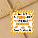 INSTANT DOWNLOAD You Are O-Fish-Ally The Best Coach Square Gift Tags 2.5x2.5