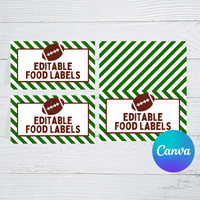 DIGITAL DOWNLOAD ONLY Editable Football Party Themed Food Label Tents