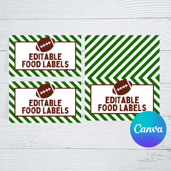 DIGITAL DOWNLOAD ONLY Editable Football Party Themed Food Label Tents