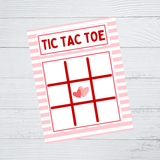 INSTANT DOWNLOAD Stripe Pink Happy Valentine's Day Tic Tac Toe Game Cards