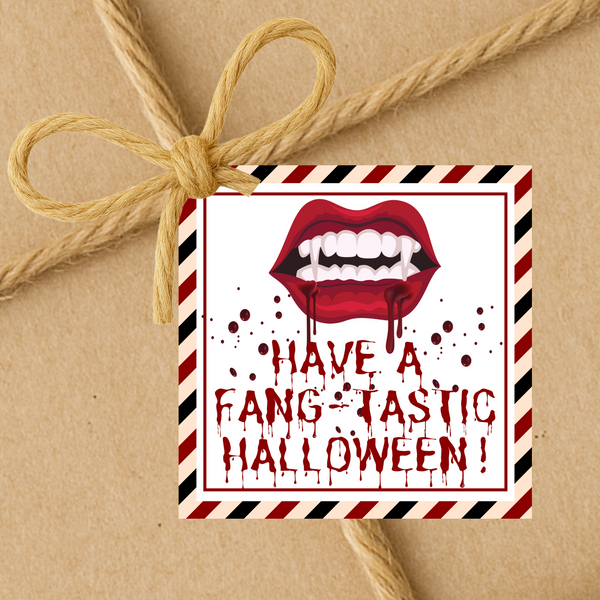 INSTANT DOWNLOAD Have A Fangtastic Halloween Square Gift Tags