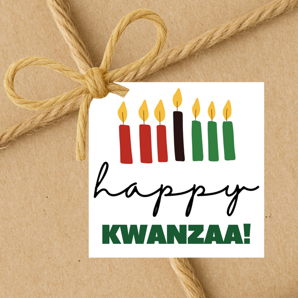 INSTANT DOWNLOAD Happy Kwanzaa Square Gift Tags 2.5x2.5