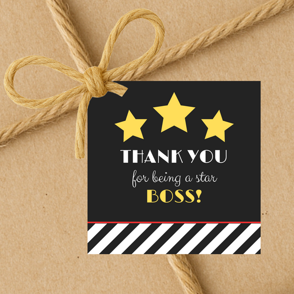 INSTANT DOWNLOAD Thank You For Being A Star Boss Square Gift Tags 2.5x2.5