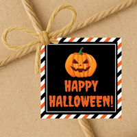 INSTANT DOWNLOAD Happy Halloween Pumpkin Square Gift Tags 2.5x2.5