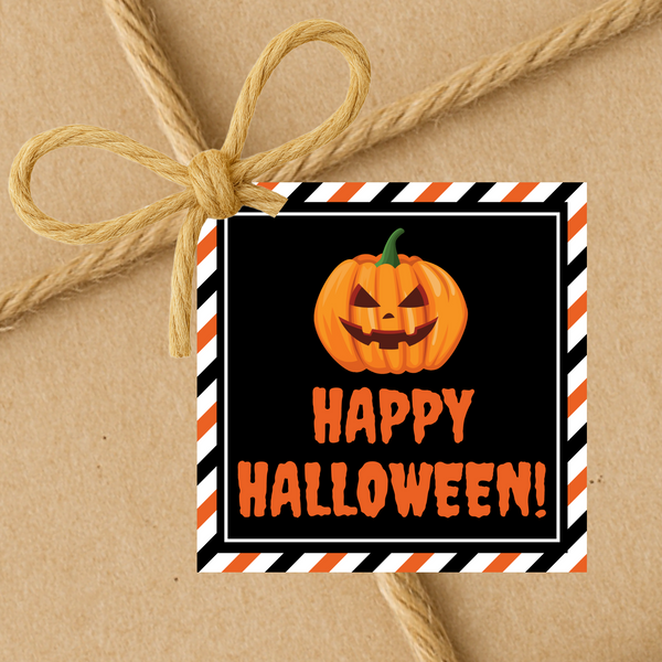 INSTANT DOWNLOAD Happy Halloween Pumpkin Square Gift Tags 2.5x2.5