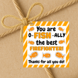 INSTANT DOWNLOAD You Are O-Fish-Ally The Best Firefighter Square Gift Tags 2.5x2.5