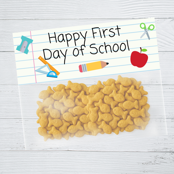 INSTANT DOWNLOAD Happy First Day Of School Favor Bag Toppers