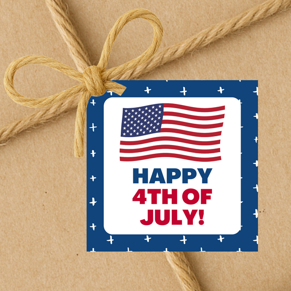 INSTANT DOWNLOAD Happy 4th Of July Square Gift Tags 2.5x2.5