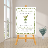 Editable Green A Tini One Is On The Way Baby Shower Welcome Sign | Instant Download | Canva Template | 18x24, 24x36