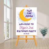 Editable Two The Moon Birthday Party Welcome Sign | Moon Theme | Instant Download | Canva Template | 18x24, 24x36