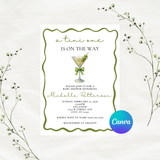 Editable Green A Tini One Is On The Way Baby Shower Invitation | Instant Download | Canva Template | 5x7