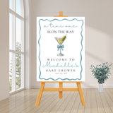 Editable Blue A Tini One Is On The Way Baby Shower Welcome Sign | Instant Download | Canva Template | 18x24, 24x36
