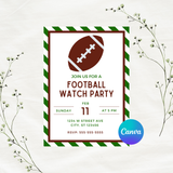 DIGITAL DOWNLOAD ONLY Football Watch Party Editable Invitation 5x7