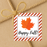 Autumn Leaf Happy Fall | Fall Theme Gift Tags | Instant Download | 2.5x2.5