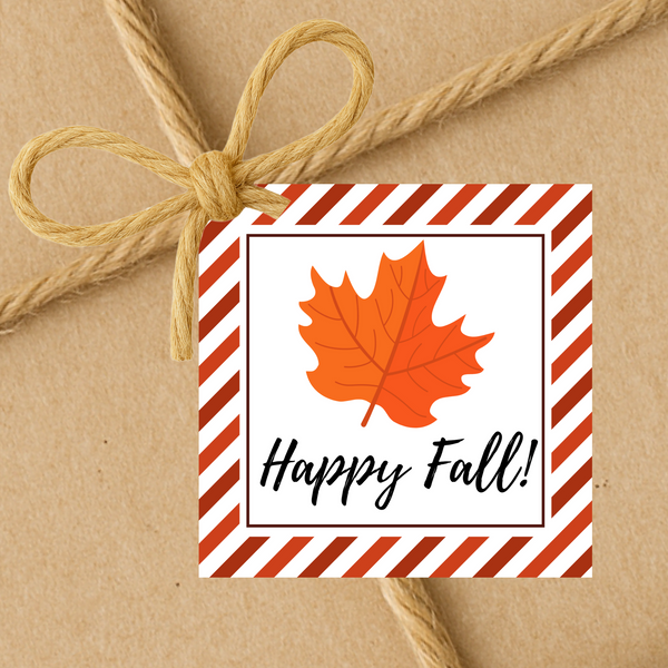 Autumn Leaf Happy Fall | Fall Theme Gift Tags | Instant Download | 2.5x2.5