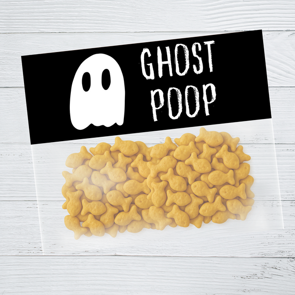 INSTANT DOWNLOAD Halloween Ghost Poop Treat Bag Toppers