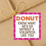 INSTANT DOWNLOAD Donut Know What We'd Do Without A Volunteer Like You Gift Tags 2.5x2.5