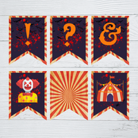 INSTANT DOWNLOAD Printable Halloween Circus/Carnival Themed Banner 5x7