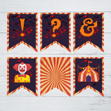 INSTANT DOWNLOAD Printable Halloween Circus/Carnival Themed Banner 5x7