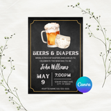 Editable Beers & Diapers Party Invitation | Instant Download | Canva Template | 5x7