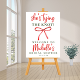 DIGITAL DOWNLOAD ONLY Christmas She's Tying The Knot Bridal Shower Editable Welcome Sign