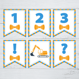 INSTANT DOWNLOAD Blue Orange Glasses & Bow Tie Themed Banner 5x6