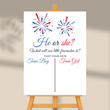 DIGITAL DOWNLOAD ONLY Patriotic Fireworks Themed Gender Reveal Party Voting Poster