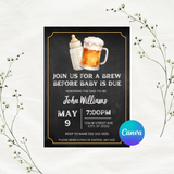 Editable A Brew Before Baby Is Due Baby Man Shower Invitation | Instant Download | Canva Template | 5x7
