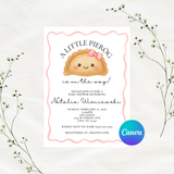 Editable Pink Polish A Little Pierog Is On The Way Baby Shower Invitation | Instant Download | Canva Template | 5x7