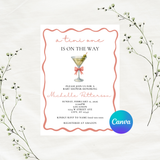 Editable Pink A Tini One Is On The Way Baby Shower Invitation | Instant Download | Canva Template | 5x7