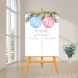 DIGITAL DOWNLOAD ONLY Christmas Pink And Blue Ornament Gender Reveal Party Voting Poster