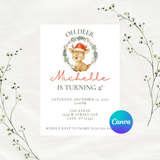 Editable Christmas Oh Deer Birthday Invitation Template | Christmas Theme | Instant Download | Canva Template | 5x7