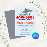 DIGITAL DOWNLOAD ONLY Jawsome Shark Birthday Editable Invitation 5x7