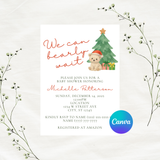 Editable Christmas We Can Bearly Wait Baby Shower Invitation Template | Christmas Theme | Instant Download | Canva Template | 5x7