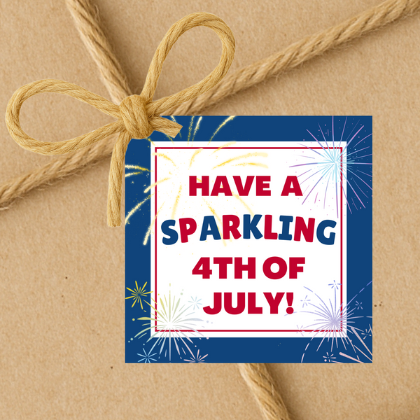 INSTANT DOWNLOAD Have A Sparkling 4th Of July Square Gift Tags 2.5x2.5