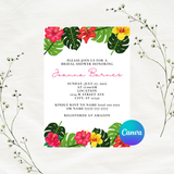 DIGITAL DOWNLOAD ONLY Tropical Paradise Bridal Shower Editable Invitation 5x7
