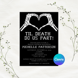 Editable Halloween Til Death Do Us Part Bridal Shower Invitation | Halloween Skull | Instant Download | Canva Template | 5x7