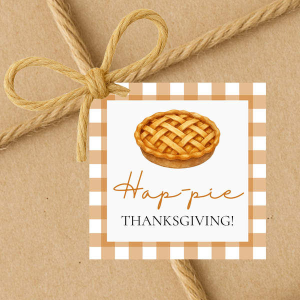 INSTANT DOWNLOAD Hap-pie Thanksgiving Square Gift Tags 2.5x2.5