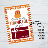 INSTANT DOWNLOAD We Are So Very Thankful For You Thanksgiving Gift Card Holder 5x7