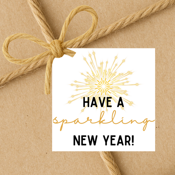 INSTANT DOWNLOAD Have A Sparkling New Year Square Gift Tags 2.5x2.5