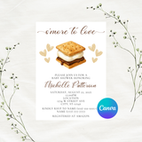 Editable S'more To Love Baby Shower Invitation Template | S'mores Theme | Instant Download | Canva Template | 5x7