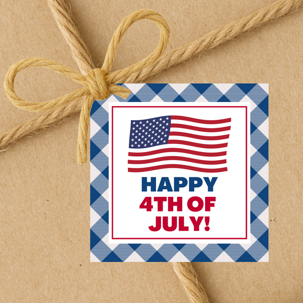 INSTANT DOWNLOAD Happy 4th Of July Square Gift Tags 2.5x2.5